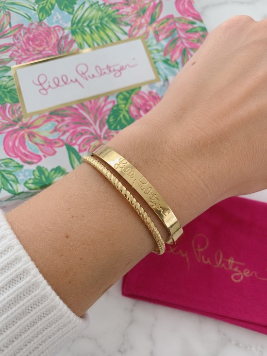 Lilly Pulitzer Jewelry - Lilly Pulitzer Gold-Tone Engraved Cuff and Textured Bangle Set